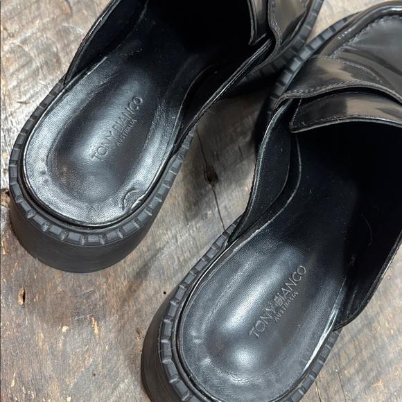 Tony Bianco Black Leather Loafer Slip On Mules - Picture 8 of 11